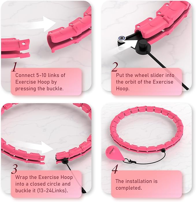 JKSHMYT Weighted Hula Circle Hoops for Adults Weight Loss, Infinity Fitness Hoop Plus Size 47 Inch, 24 Detachable Links, Exercise Hoop Suitable for Women and Beginners