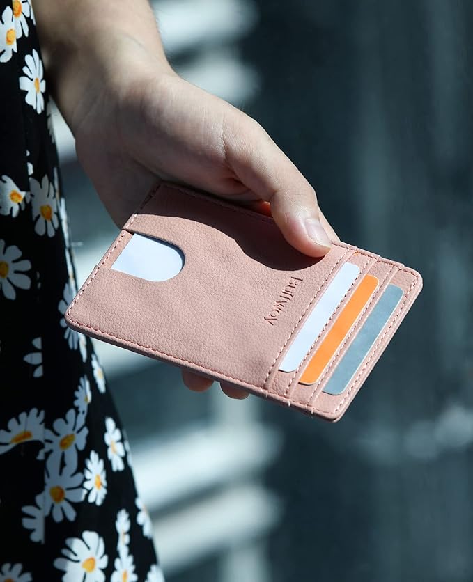 Buffway Mens Slim Wallet, Minimalist Thin Front Pocket Leather Credit Card Holder with RFID Blocking for Work Travel