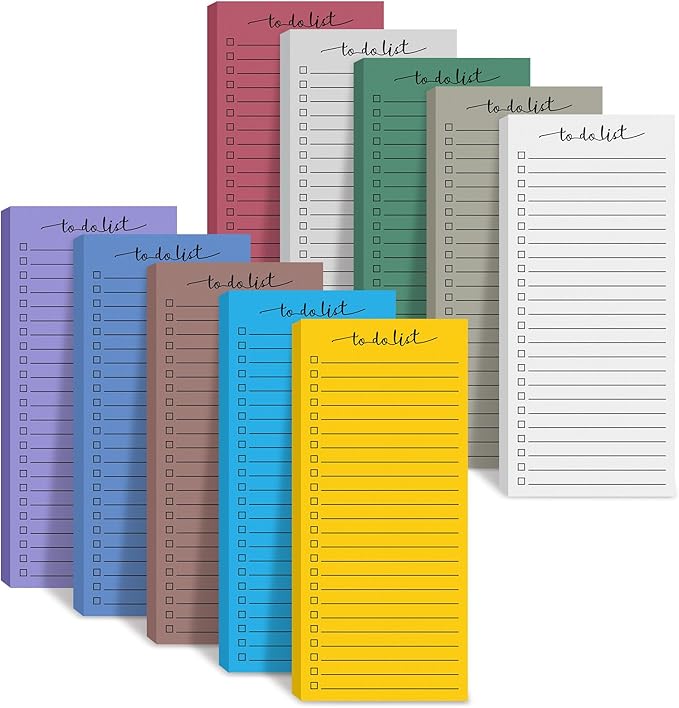 Censen 10 Pack 500 Sheets To Do List Notes Daily Checklist Notepads with 50 Sheets Each Undated Color Memo Pad Block Shopping List Pad Weekly Plan Notepad Organizer Planners(Assorted Color,Lined)