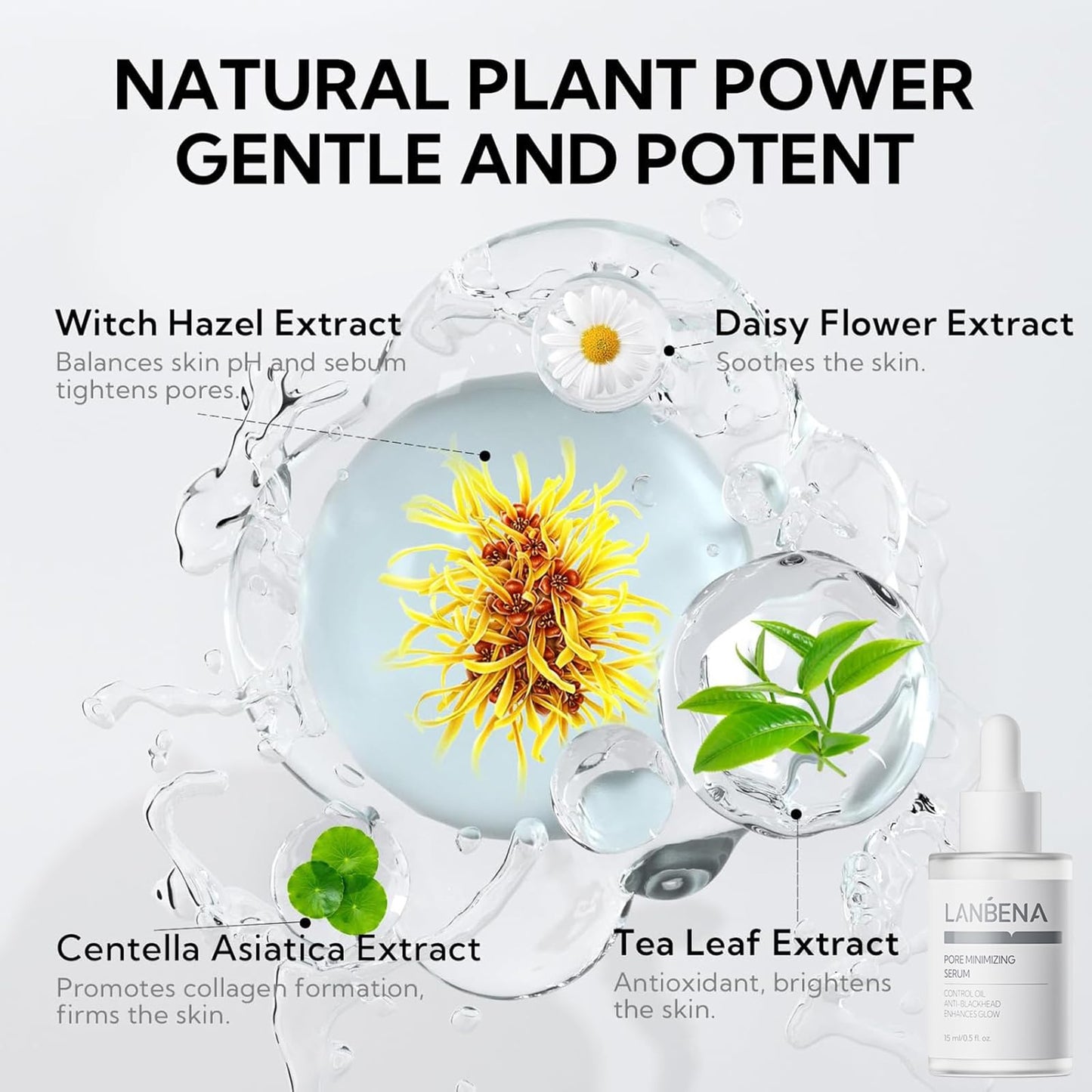 LANBENA Pore Minimizer Serum, Pore Minimizer & Reducer for Face, Minimizing, Shrinking, Oil Control Firming, Tightening Pores, 100% Vegan Pore Moisture after Blackhead Remover, 0.5 fl.oz