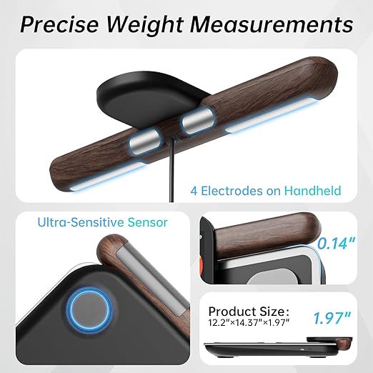 CLORIS Digital Smart Scale for Body Weight Fat BMI Muscle Mass 28 Body Composition Measurement Health Analyzer 8 Electrodes with App Bluetooth, Full-Color TFT LCD