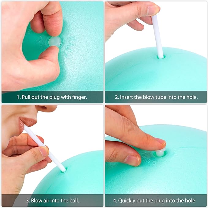 Cikyner Soft Pilates Ball, Small Exercise Ball 9 Inch Mini Gym Ball with Inflatable Straw, Suitable for Pilates, Yoga, Full Body Training, Physical Therapy and Balance improving at Home