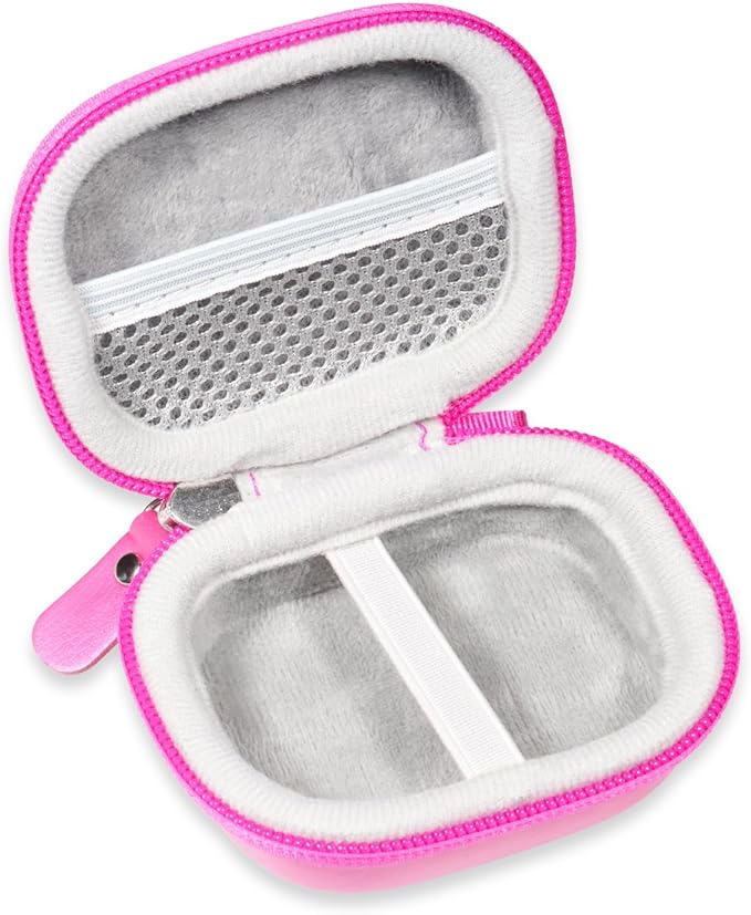 CaseSack Case for JLab Go Pop+,Go Air Pop, Air, Air Tones+/ Tones, JBuds Mini True Wireless Earbuds, Compact Organizer for The Charger case and Charger Cord (Pink)