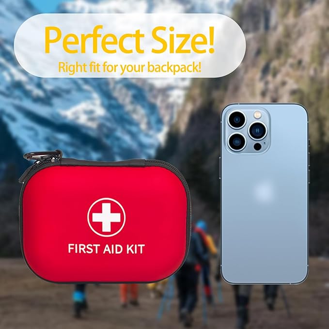 138 Pcs Mini First Aid Kit Travel Size, TSA Approved Small First Aid Kit for Car, Hiking & Home, Compact Travel Medicine Kit, Med Kit