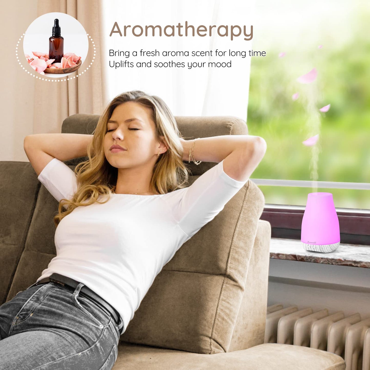Aromatherapy Essential Oil Diffuser for Room: Air Humidifier Aroma Scent Cool Mist Diffusers Colorful Light Cute Mini Small Waterless Auto Off Ultrasonic for Home Bedroom