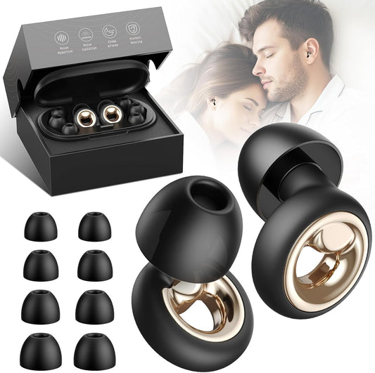 Vosaf Ear Plugs for Sleeping Noise Cancelling, Reusable Silicone Ear Plugs for Noise Reduction, Soft Hearing Protection with 8 Ear Tips for Concerts, Work, Shooting, and Travel (Black)