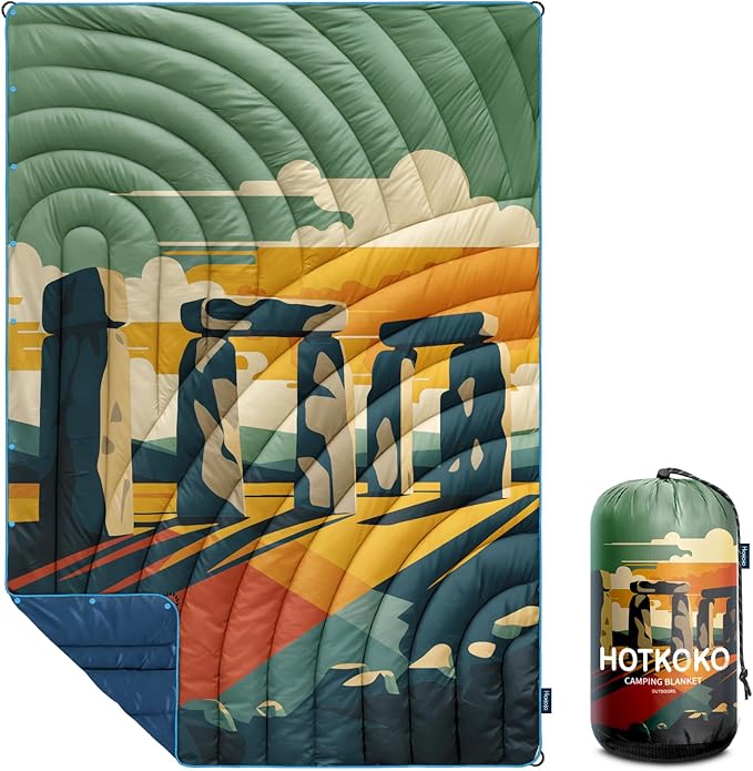 Camping Blanket,Puffy Printed Camp Blankets Lightweight Packable for Outdoor Camping,Traveling, Stadium, Hiking, Picnics