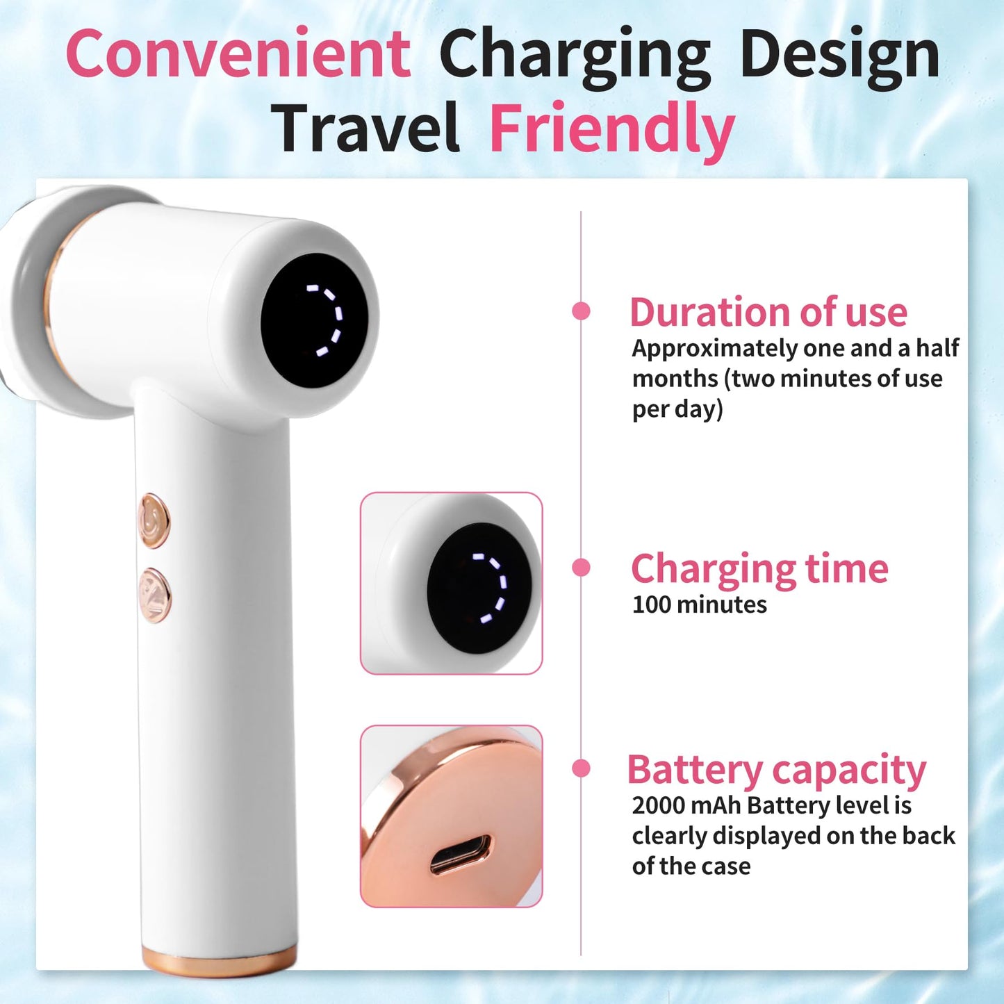 4 in 1 Facial Cleansing Brush, Multi Function Electrical Face Wash, Brush IPX6 Waterproof Portable Face Scrubber, 5 Speed Adjustable, 2 Rotation Directions Adjustable, Gift for Women Men (White)