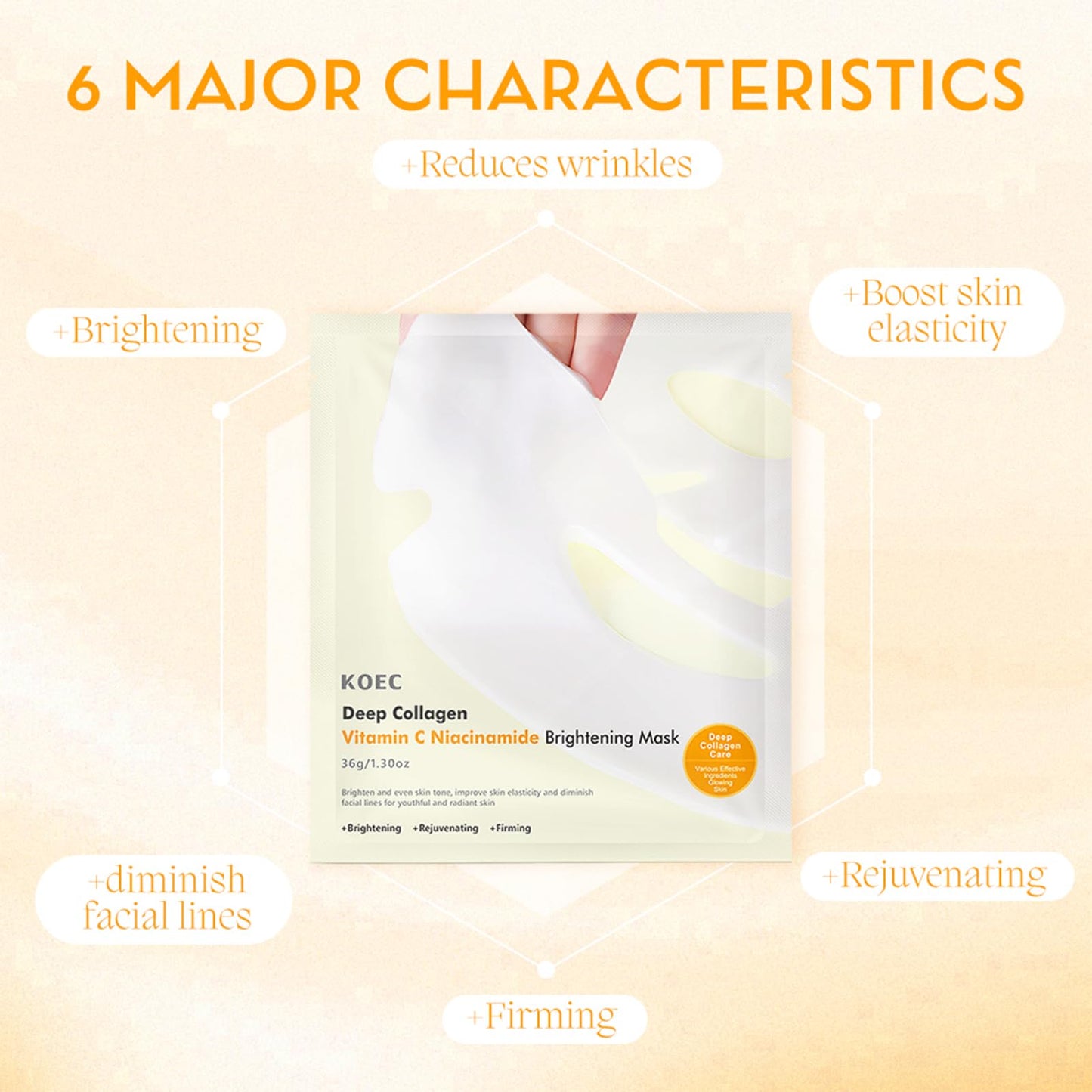 Ueseinl 4 Pack Collagen Face Mask, Deep Lifting Mask, Bio-Collagen Films Deep Hydrating Firming Overnight Hydrogel Mask, Hydrating Anti Wrinkle Lifting Facial sheet masks