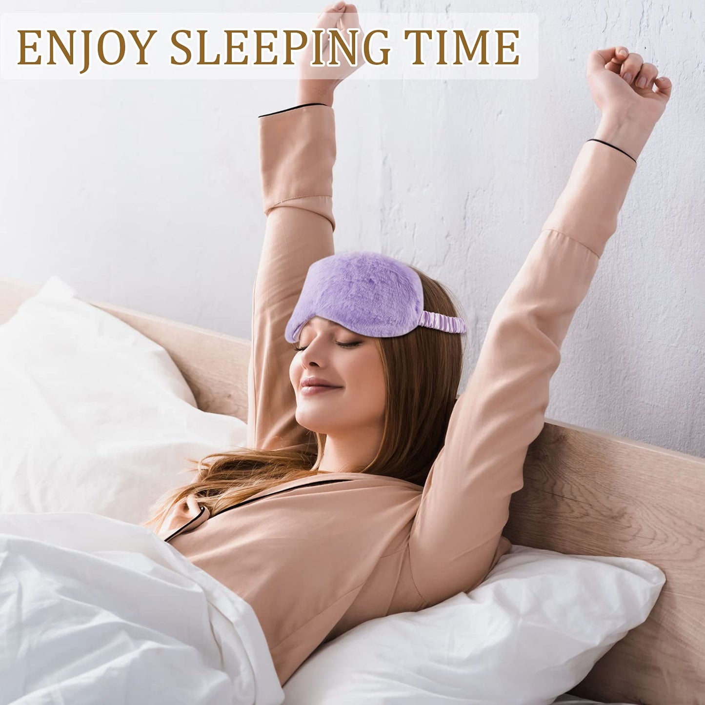 SATINIOR 18 Pieces Plush Eye Mask Soft Sleeping Blindfold Fluffy Eye Cover for Girls and Adult Party Favors