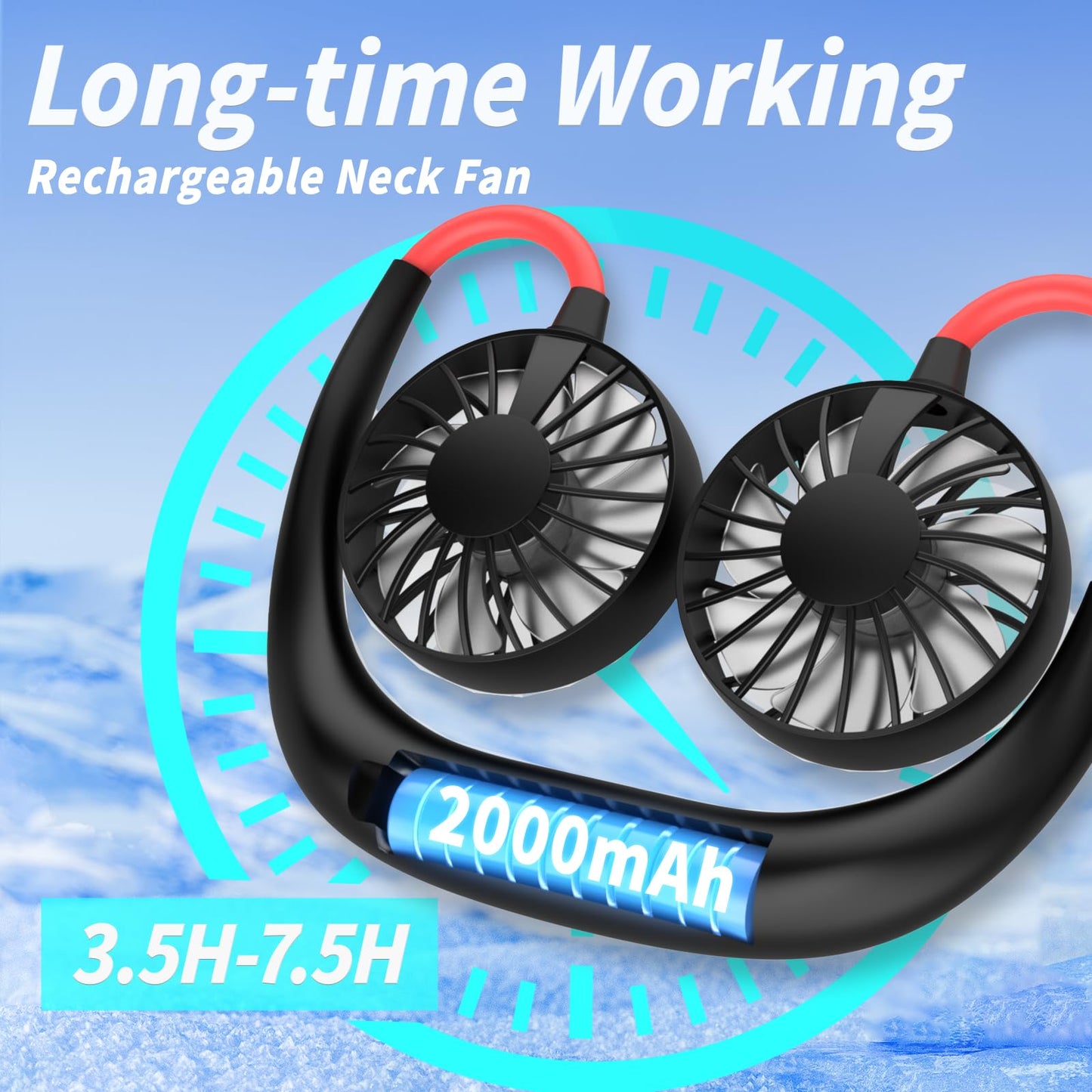 shuangjishan Neck Fan Portable Rechargeable: Personal Cooling Wearable Fan Around your Neck that Blow Cold Air for Men Women - Usb Should Fan Battery Operated for Travel and Outdoor Sports