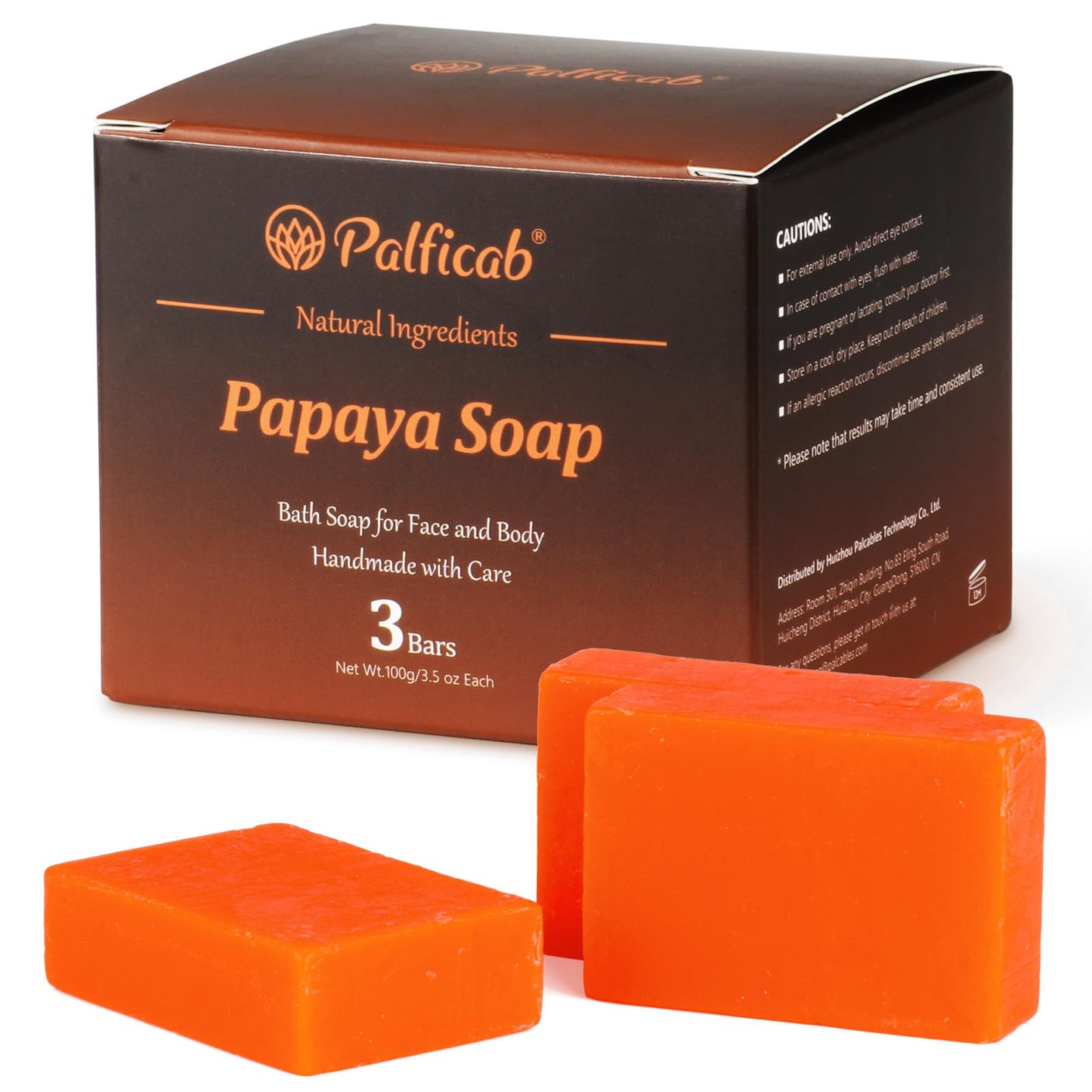 PALFICAB Natural Bar Soap for Women - Moisturizing Bar Soap with Papaya, Shea Butter, Moisturizing Handmade Soap for Dry Skin, Gentle Exfoliating and Nourishing Skincare, 3 Bars