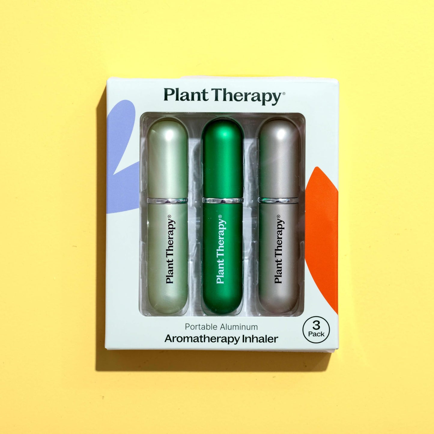 Plant Therapy Essential Oils Aromatherapy Nasal Inhaler Multi-Color Sticks, 3-Pack Personal, Portable, Aluminum & Glass Inhalers with Cotton Wicks - Joyful Aromatherapy Anywhere!