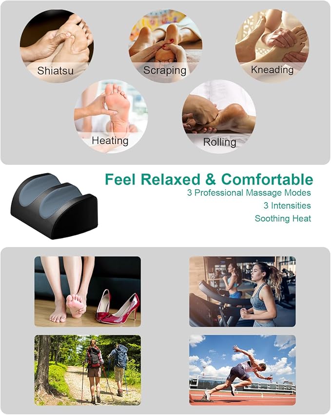 Foot Massager with Heat and Foot Massage, Electric Foot Massager with Cord Remote Control, Birthday Gifts for Mom and Dad (Black)