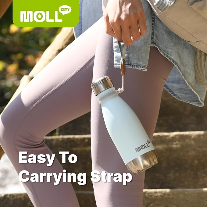 9 oz Water Bottle for Kids-Small Stainless Steel Water Bottle for School Vacuum Insulated Metal Leak Proof Cola Shape Water Flask for Boys Girls(Baby Blue)