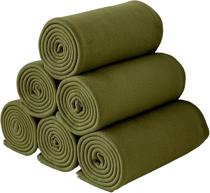 CAI TENG Fleece Throw Blankets Lightweight Warm Soft Cozy Dog Blanket Bulk 6 Pack Fleece Blanket Solid for Home, Bed, Sofa, Dorm, Office, Gifts, Outdoor Olive Green 50 x 60 inch