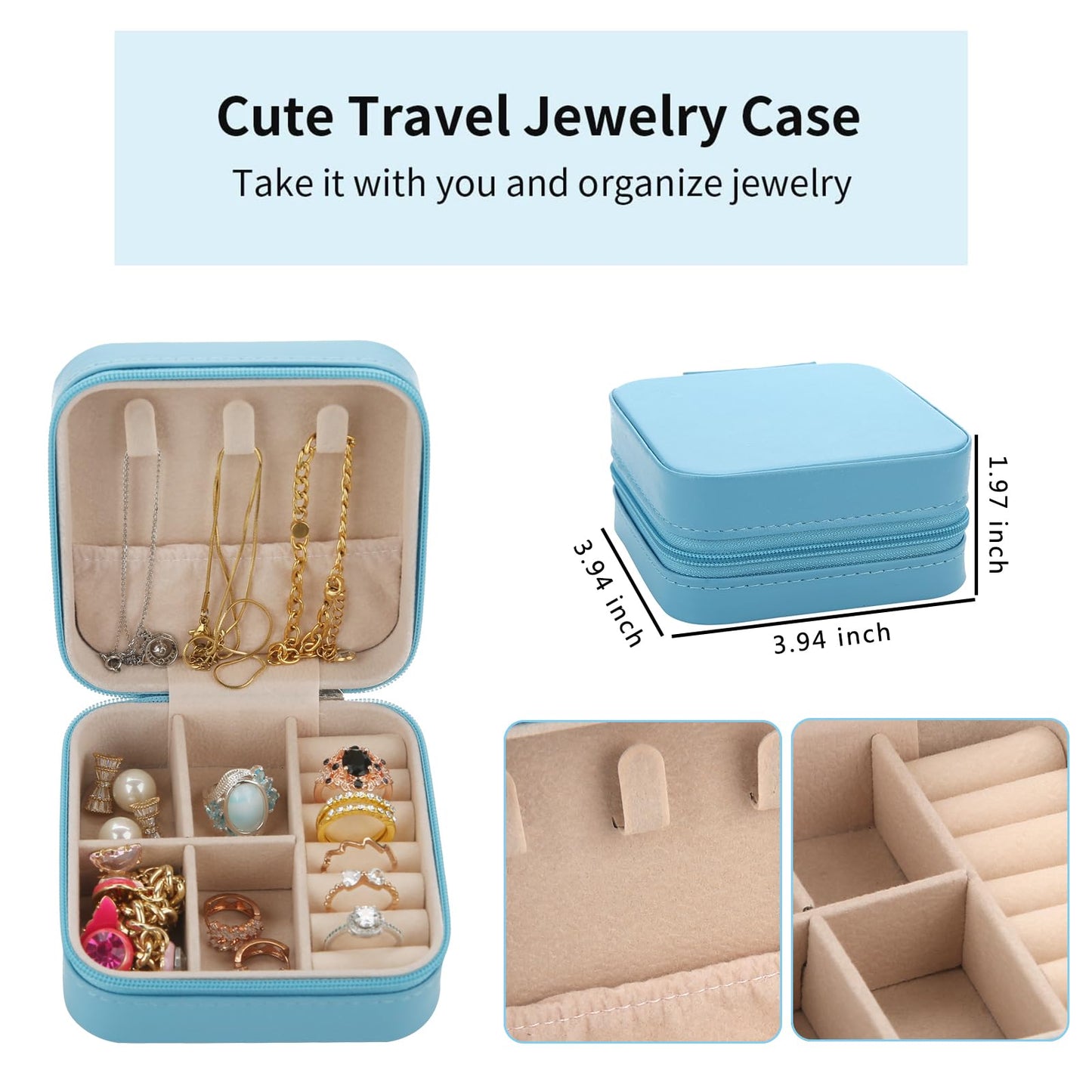 Ciulaiy Bridesmaid Proposal Gifts Travel Jewelry Case Jewelry Travel Organizer Small Bachelorette party Jewelry Box Bridesmaid Gift Boxes Mini Storage Organizer Storage Box (8, White&Sage Green)