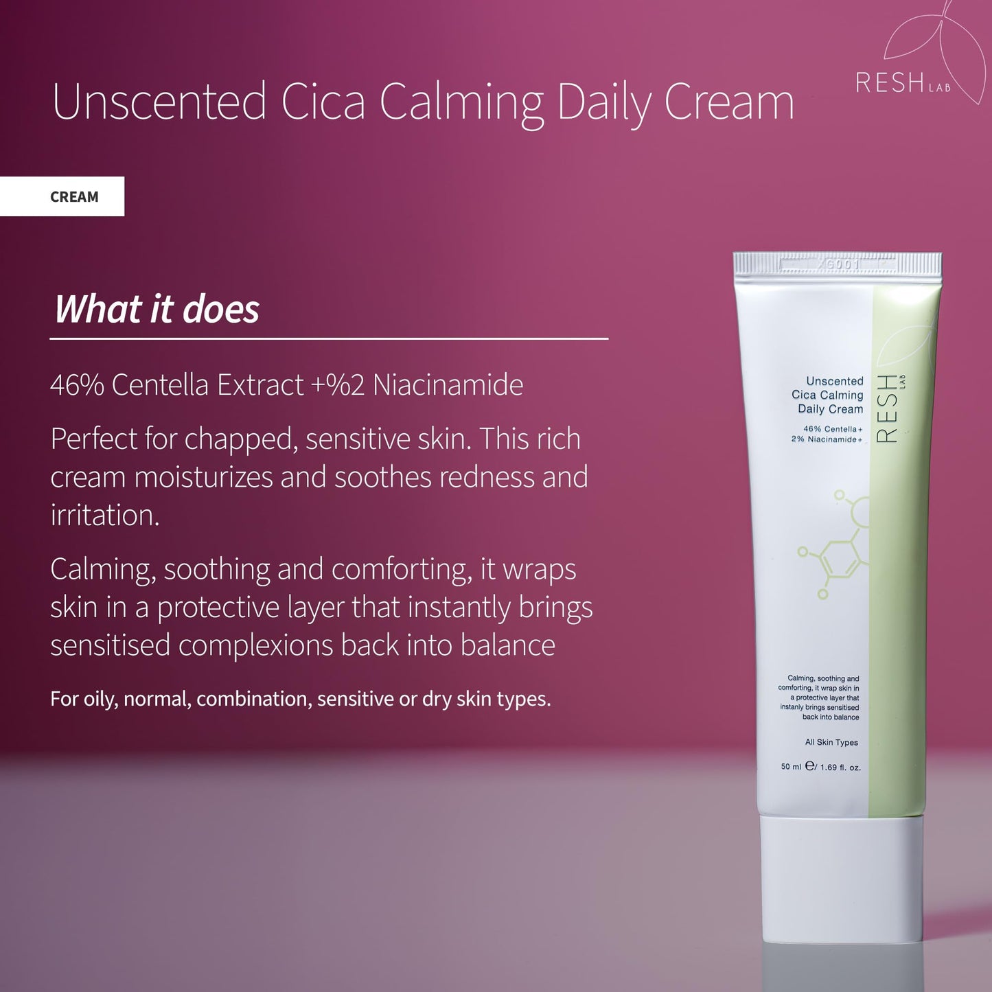 Korean Cica Repair Cream – Hydrating & Redness Relief Face Moisturizer | Soothing Daily Barrier Cream with Ceramide & Panthenol for Sensitive, Acne-Prone & Dry Skin – Fragrance-Free (50 ml)