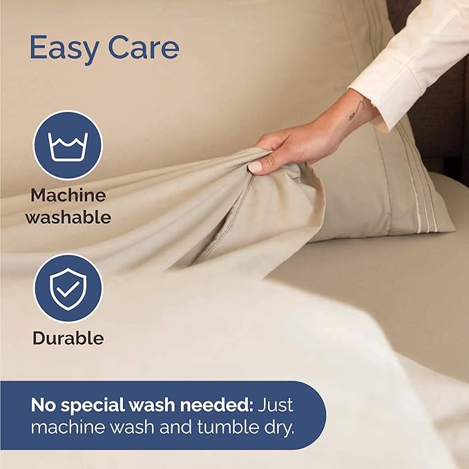 Bulk Case Pack of 12 Sheet Sets - (12) Complete Sheet Sets - Bulk King Bedding - Wholesale Case Pack for Hotels, Spa & Airbnbs - Deep Pocket, Fade & Wrinkle Free - Cooling & Breathable - King, Cream