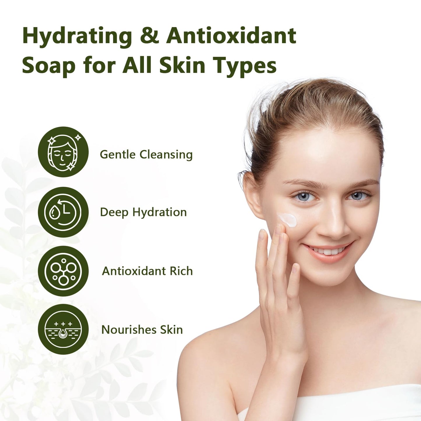 Calzzle 4 Pcs Herbal Soap Bar with Tea Tree Oil, Olive Oil & Organic Shea Butter - Natural Handmade Soap for Women & Men, Gentle Face, Body & Foot Cleanser for Dry, Itchy or Sensitive Skin, 3.53 oz