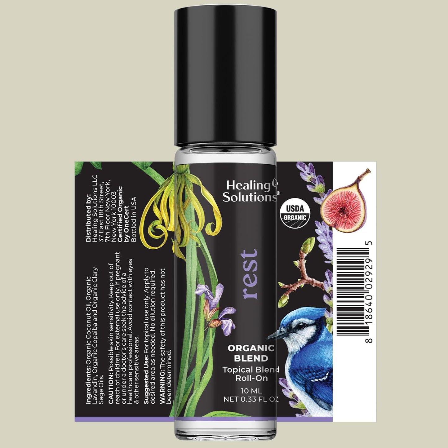 Healing Solutions (2 Pack) Rest Blend Essential Oil Roller & Essential Oil Roll-On Perfume for Calm & Sleep - Organic USDA Certified Body Aromatherapy - Aromatherapy Rollerball