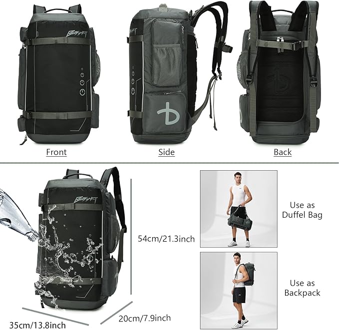BESMART 40L Extra Large Gym Backpack for Men, Big Gym Bag with Shoes Compartment, Waterproof Heavy Duty Duffel Bags, Men's Workout Backpacks for Outdoor Sport,Hiking,Camping,Travel