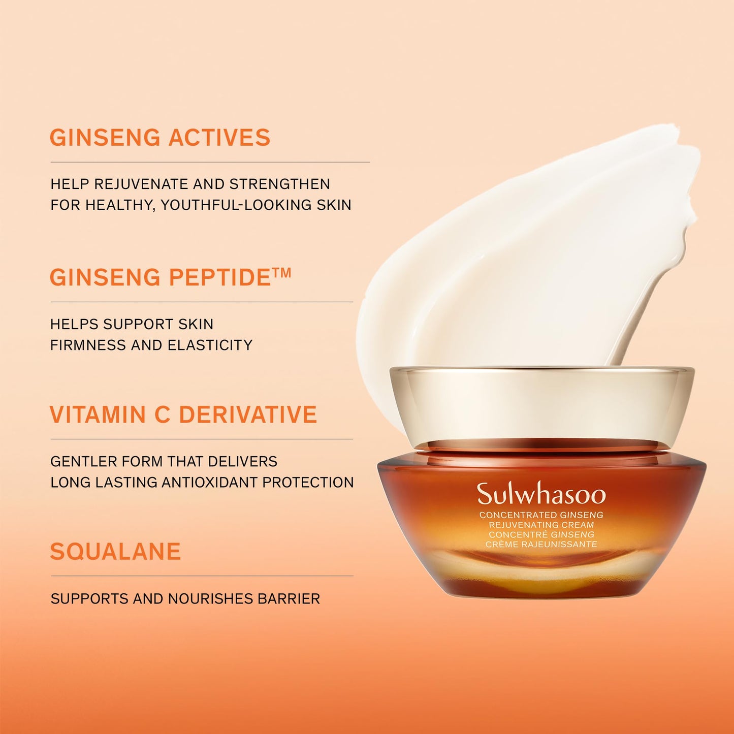 Sulwhasoo Concentrated Ginseng Rejuvenating Cream- Korean Ginseng & Peptide Anti-Aging Moisturizer with Vitamin C Derivative & Squalane for Wrinkles & Deep Hydration 0.33 fl. oz.