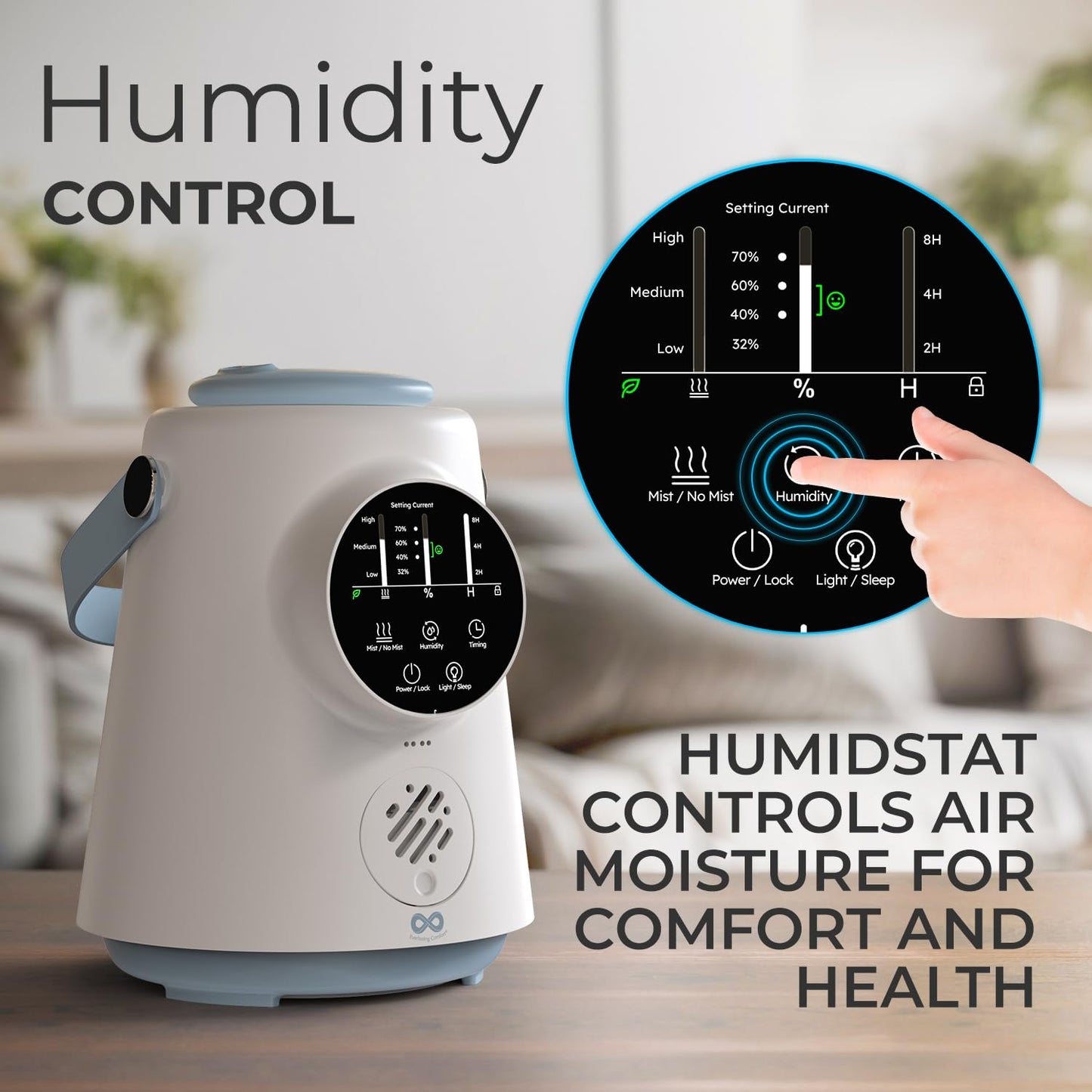 Everlasting Comfort 2.5L Top Fill Humidifier – Upgraded Easy to Clean 20HR Runtime Cool Mist Air Moisturizer for Bedroom, Home, Nursery & Large Room, Whisper-Quiet Soothing Hydration for Baby & Kids