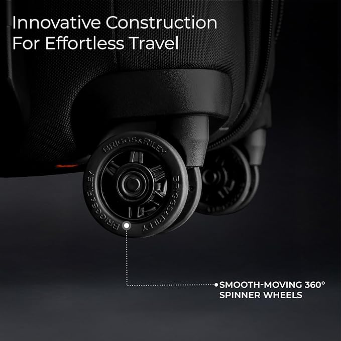 Briggs & Riley Cabin Spinner - Carry On Luggage for Travel, Suitcases with Wheels, Softside Rolling Bag for Men & Women, Fits Under Plane Seat, Telescoping Handle - ZDX Collection, Black