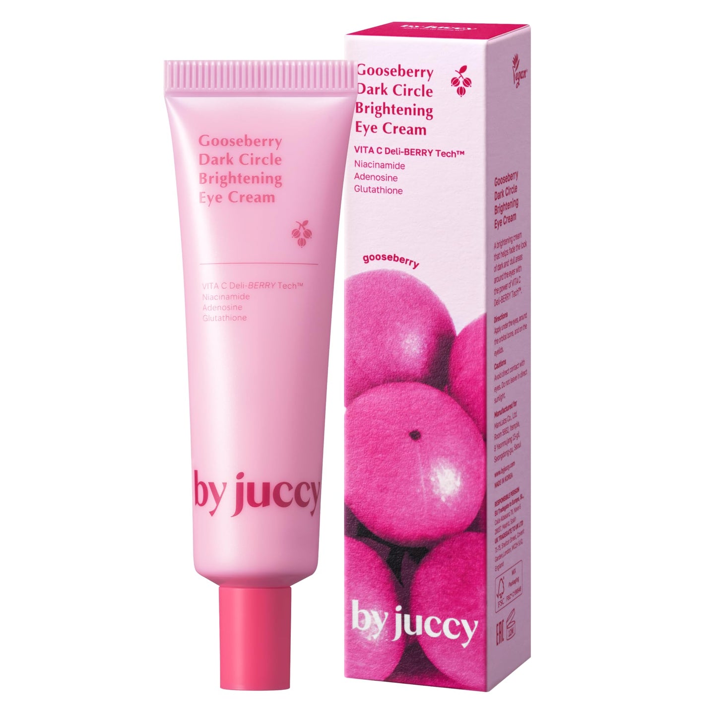 BYJUCCY Gooseberry Dark Circle Brightening Eye CreamㅣFor Puffy Eye Bags, Wrinkles, Fine Lines | Vitamin C, Glutathione, PeptidesㅣAnti-aging Korean Skin Care | Korean Eye Cream | By Juicy | 1.01 Fl.oz
