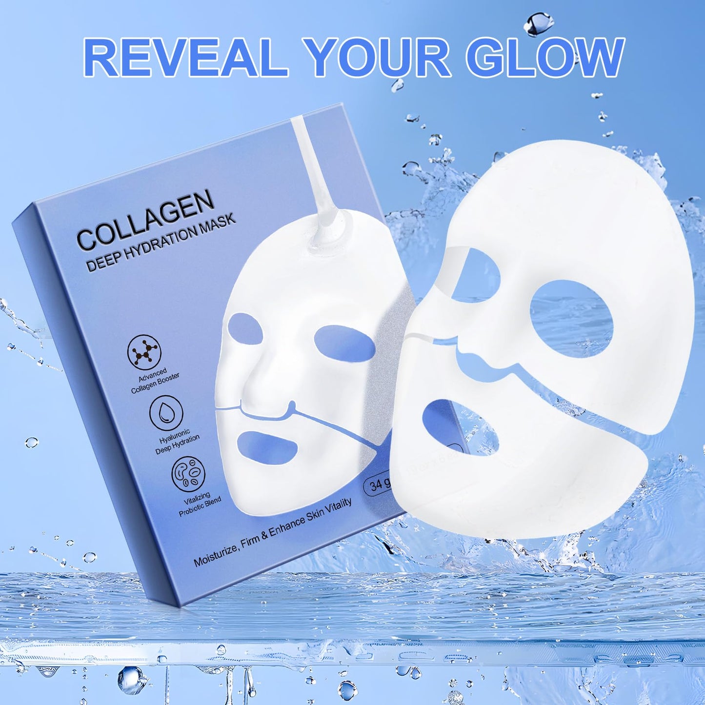 Collagen Face Mask, Bio-Collagen Deep Hydrating Overnight Mask with Hyaluronic Acid, Anti Wrinkle Lifting Mask for All Skin Types, Anti Aging Facial Mask,Pore-Minimizing,Firming&Elasticity(6 PCS)