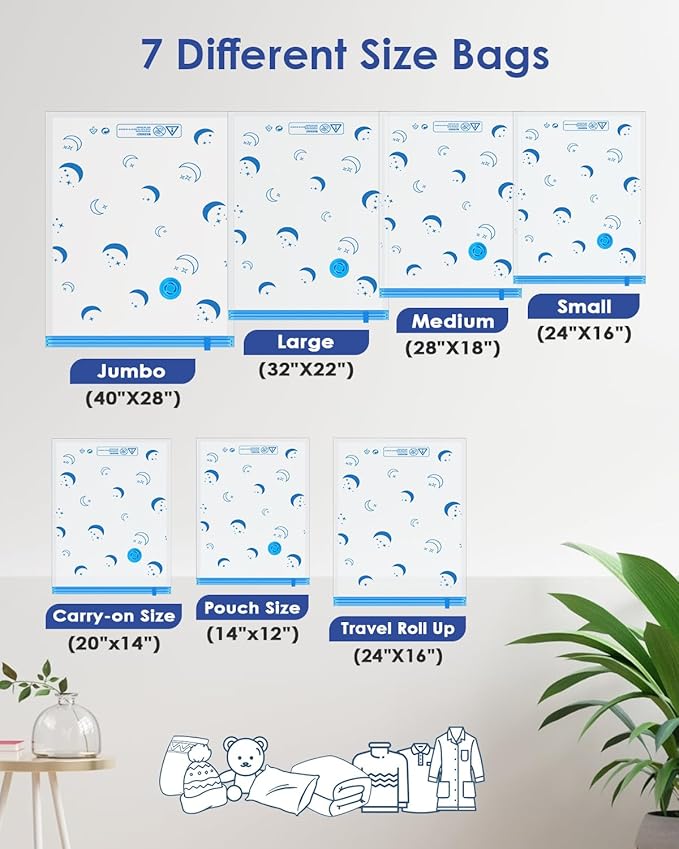 Vacuum Storage Bags with Electric Pump, 30 Pack Vacuum Sealed Bag with 1500mAh Rechargeable Battery for Clothes, Blanket, Duvets, Pillows, Comforters, Travel