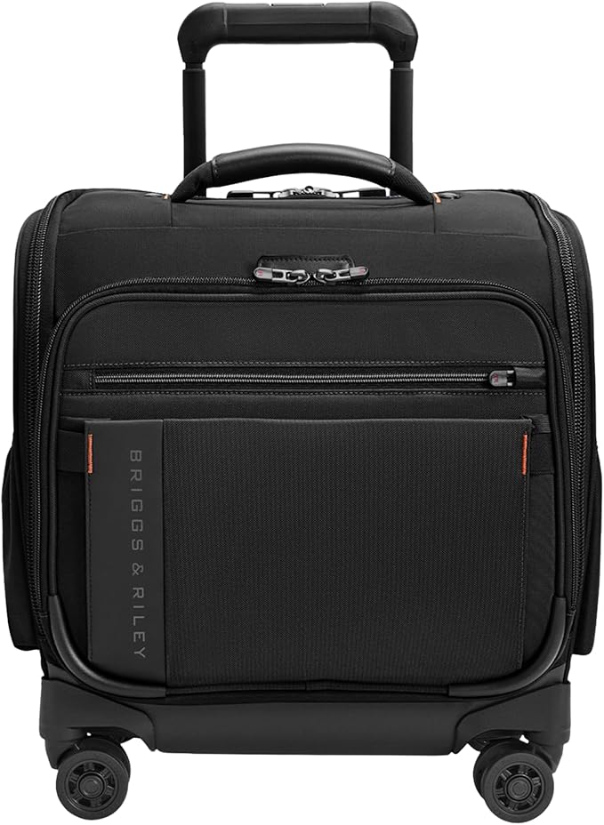 Briggs & Riley Cabin Spinner - Carry On Luggage for Travel, Suitcases with Wheels, Softside Rolling Bag for Men & Women, Fits Under Plane Seat, Telescoping Handle - ZDX Collection, Black