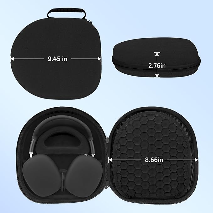 AirPod Max Case with Sleep-Mode Charging Function, Protective Travel Bag for Apple Over-Ear Headphones (Black)