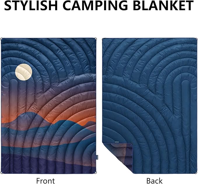 Camping Blanket,Lightweight Down Alternative Puffy Blanket Packable Outdoor Blanket for Camping,Traveling, Stadium, Hiking, Picnics