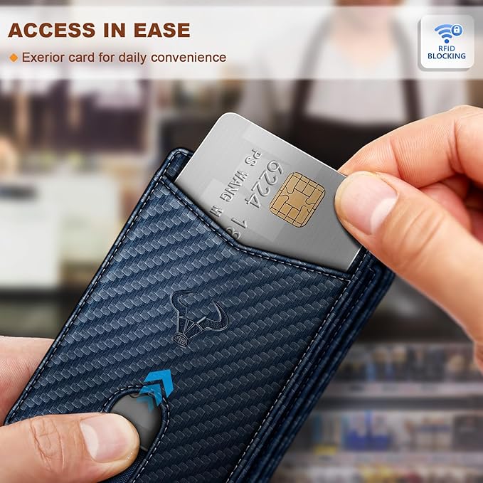 BULLIANT Men Wallet, Slim Leather Wallet Front Pocket Card Holder Gift For Men 11 Slots RFID Blocking