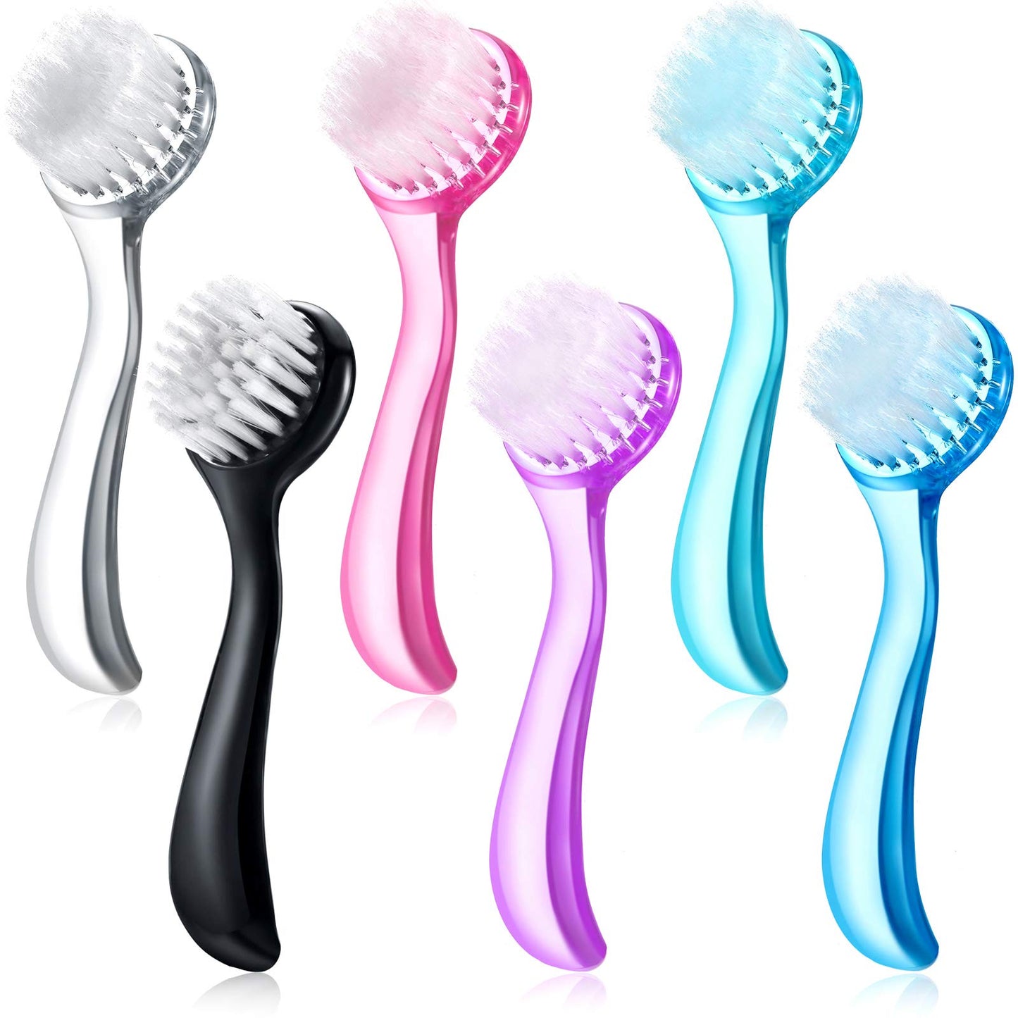 6 Pieces Facial Cleansing Brush Soft Bristle Facial Scrub Exfoliating Brush with Acrylic Handle, Face Wash Scrub Exfoliator Brushes for Face Care Makeup Skincare Removal
