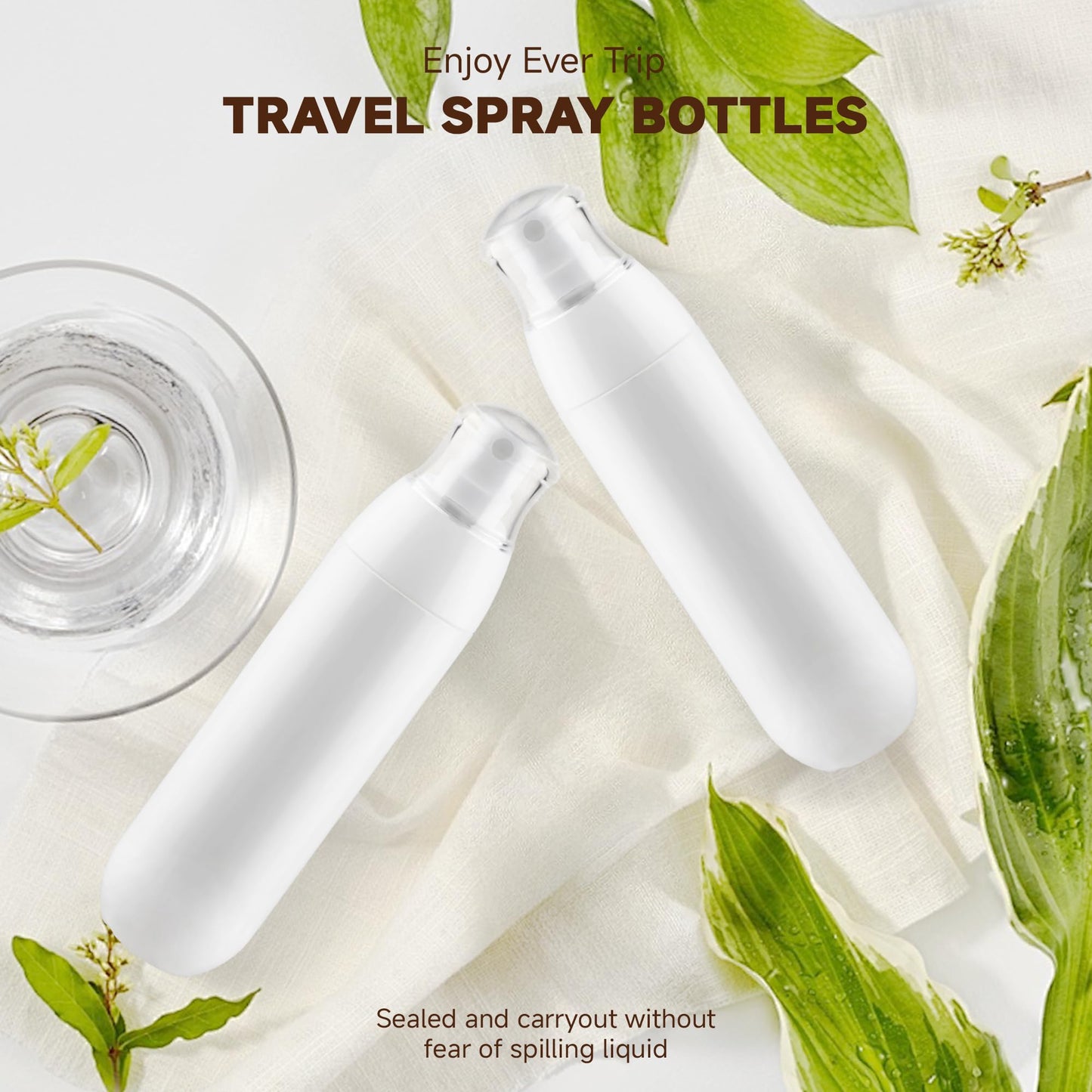 Small Spray Bottle, Fine Mist Mini Spray Bottles 3.4oz, Empty Plastic Travel SIze Stylist Sprayers Leak Proof Refillable Containers, for Toners Face Hair Perfume Skincare Cosmetics (White, 3Pcs)