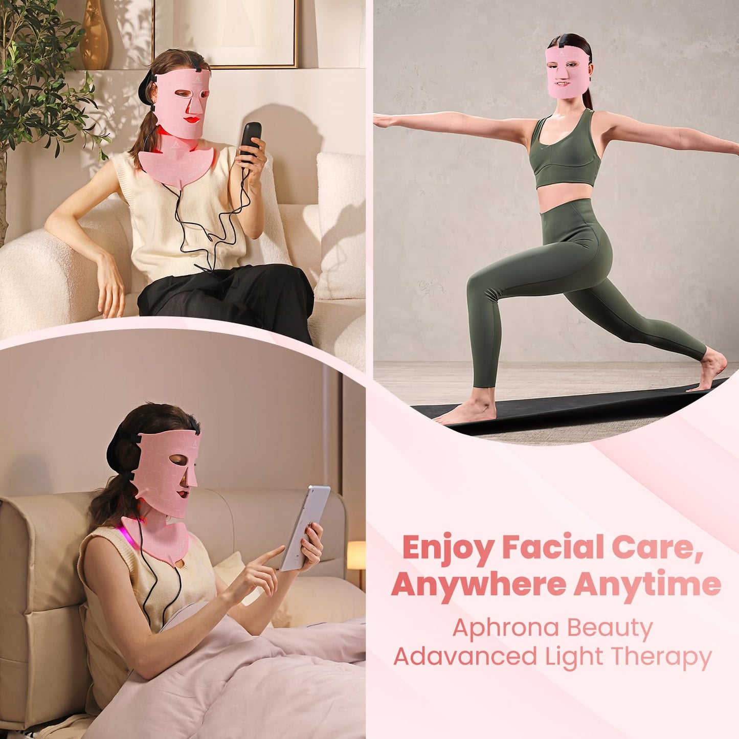 Aphrona Acne Removal Wrinkle Reduction Skin Care Mask | LED Light Therapy Red light Blue light | Glowing Skin Photo Facial (7 color)