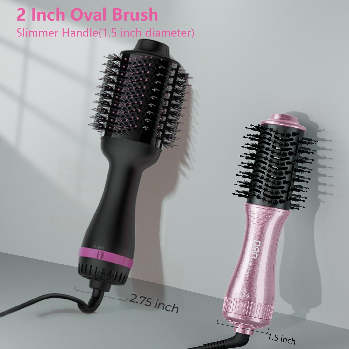 DAN Dual Voltage Hair Dryer Brush,2 inch Blow Dryer Brush,110V-120V/220V-240V Automatic Dual Voltage,smallBrush Hair dryers with Multifunctional Conversion Plug,for European and Travel Use