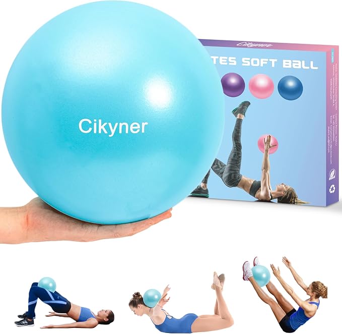 Cikyner Soft Pilates Ball, Small Exercise Ball 9 Inch Mini Gym Ball with Inflatable Straw, Suitable for Pilates, Yoga, Full Body Training, Physical Therapy and Balance improving at Home