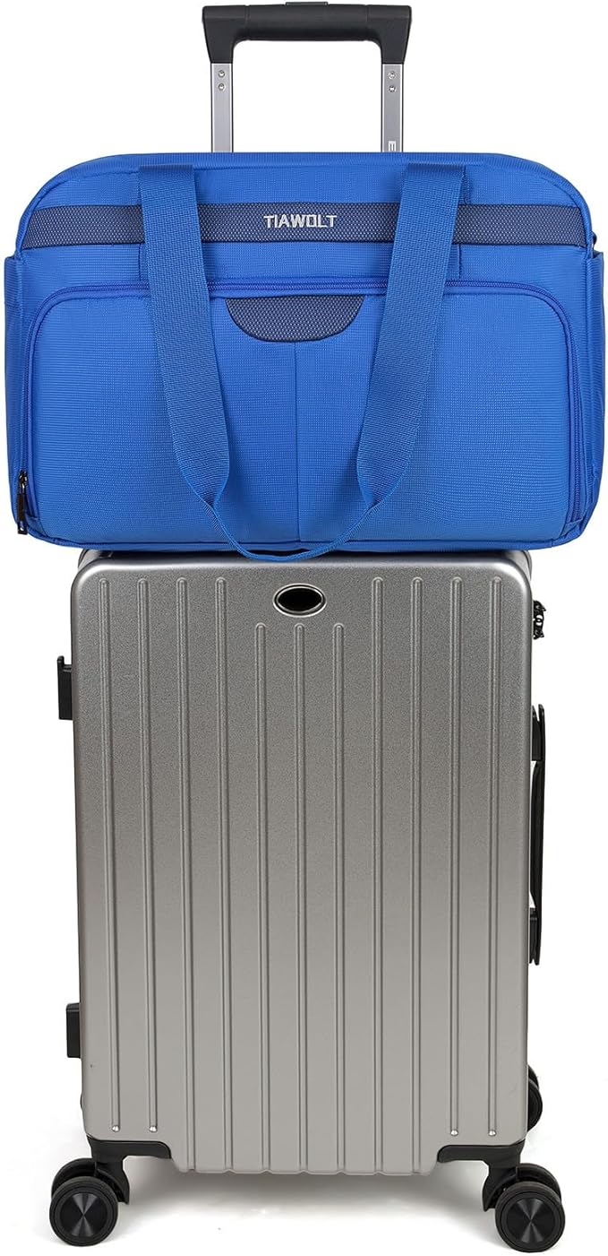 Carry-On Luggage Travel Duffel Bag Carry on Bag Underseat for Airplanes, Sports Gym Bag with Shoulder Strap, Weekender Overnight Bag for Women and Men,Blue
