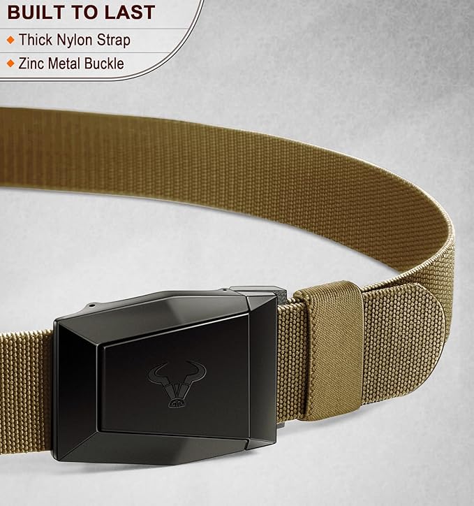 BULLIANT Men Belt 2 Pack,Nylon Web Holster Belt Stretch for Gift Men Outdoor Work Sports Hunting Hiking,Quick Release