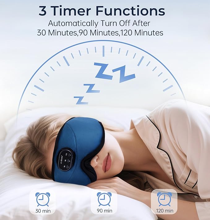 LC-dolida 5.4 Bluetooth Sleep Mask with White Noise,Sleep Headphones,Bluetooth Wireless Music Eye Mask, Ideal for Travel, Night Work, Side Sleeping and Office Use for Both Men and Women(Dusty Cyan)