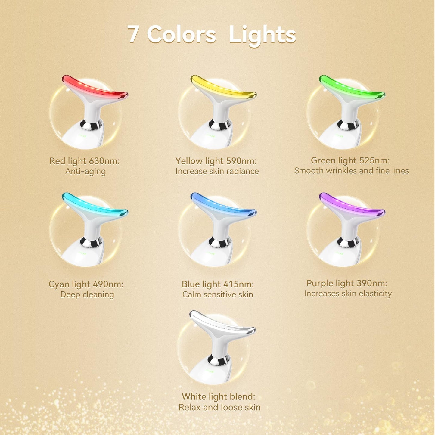 7 Color Face Massager Tool, Multifunctional Neck Facial Massager, Portable Face culpting Wand for Skin Care