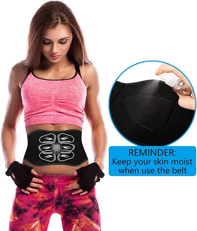 ABS Stimulator - EMS Muscle Stimulator - Abdominal Training Belt Portable Sport Exercise Workout Equipment Home Office Black White