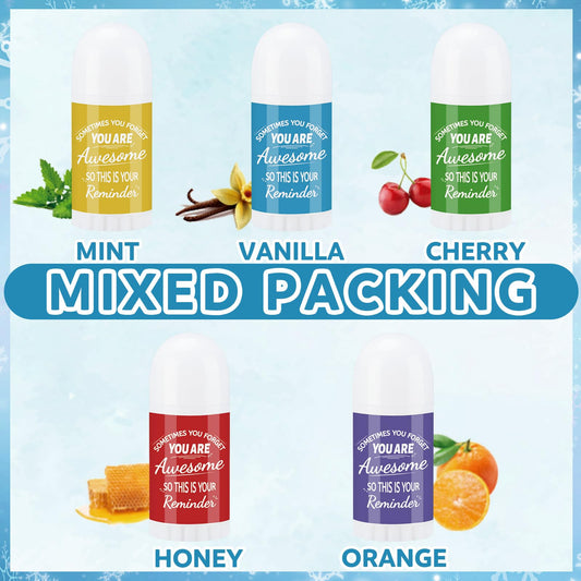 50 Pcs Thank You Christmas Mini Lip Balm Bulk Gifts for Women Christmas Lip Balm Gifts Natural Ingredients Products for Coworkers Employee Teacher Xmas Party Favors