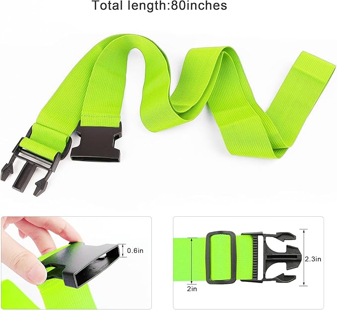 4Pcs Luggage Straps for Suitcase Travel Accessories TSA Approved, 80In Long Belts to Keep Your Suitcase Secure, Adjustable Bag Straps with Quick-Release Buckle for Travel Bag Closure, Green