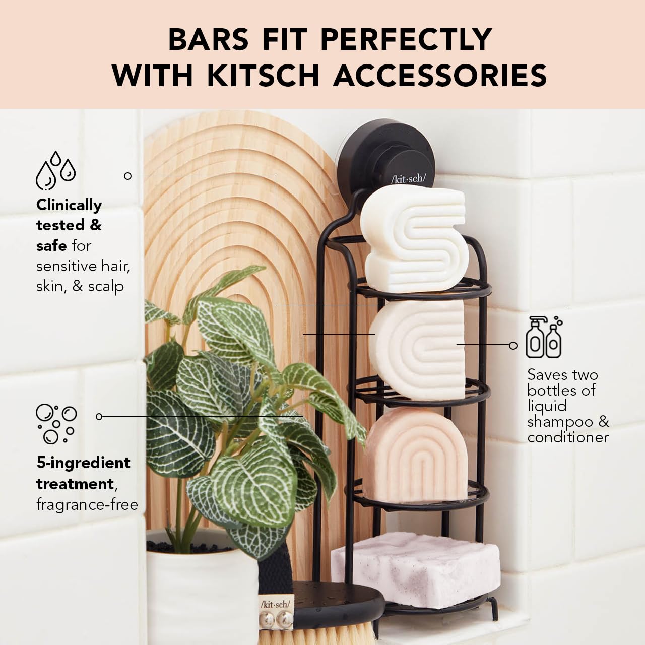 Kitsch 2-in-1 Ultra Sensitive Conditioner Bar & Shaving Soap for Sensitive Scalp & Skin – Moisturizing & Anti-Irritation Bar Soap - Scent Free, 5 Ingredients Only - Made in USA - 2.7oz