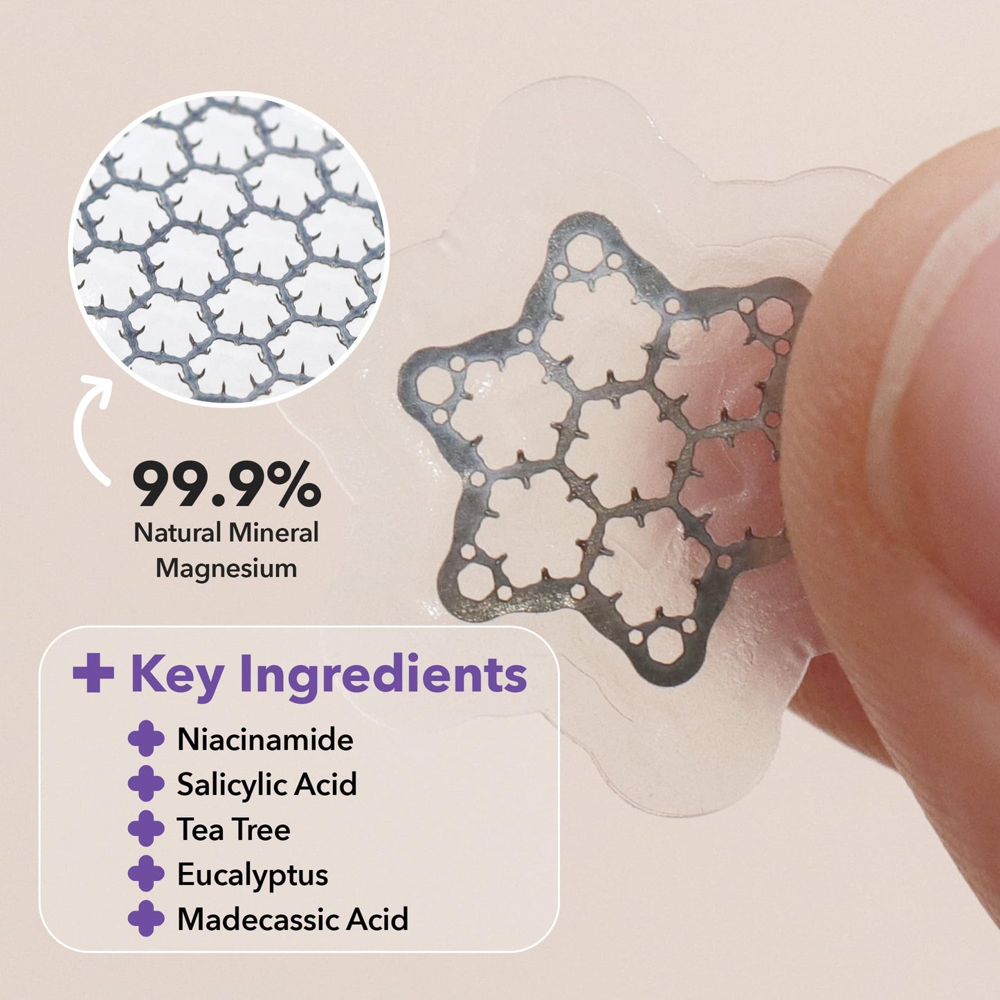 Magnesium Blemish Microdarts | Pimple Patch | Fast-Acting | Quick Calming | 99.9% Pure Magnesium | Madecassic Acid | Tea Tree | Eucalyptus Leaf | Hydrocolloid Spot Care Patch (MEDIUM 8 PATCHES)